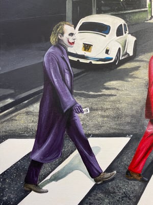 Image of WHY DID THE JOKER CROSS THE ROAD? - ORIGINAL ACRYLIC PAINTING 3x2FT