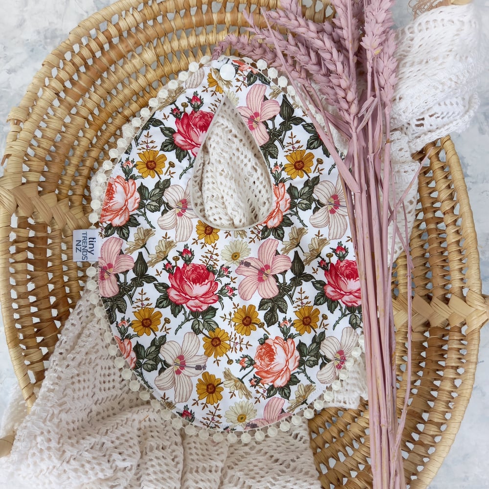 Image of Vintage Floral Bib with trim
