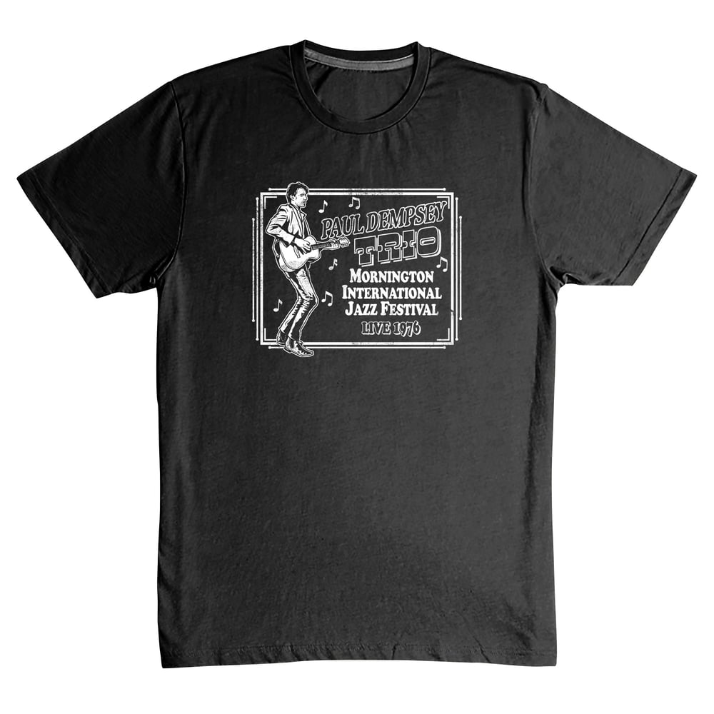 Image of Paul Dempsey 'Mornington Jazz Festival 1976' t-shirt on black