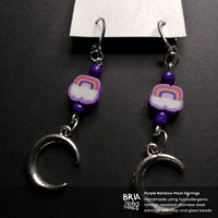 Purple Rainbow Moon Earrings