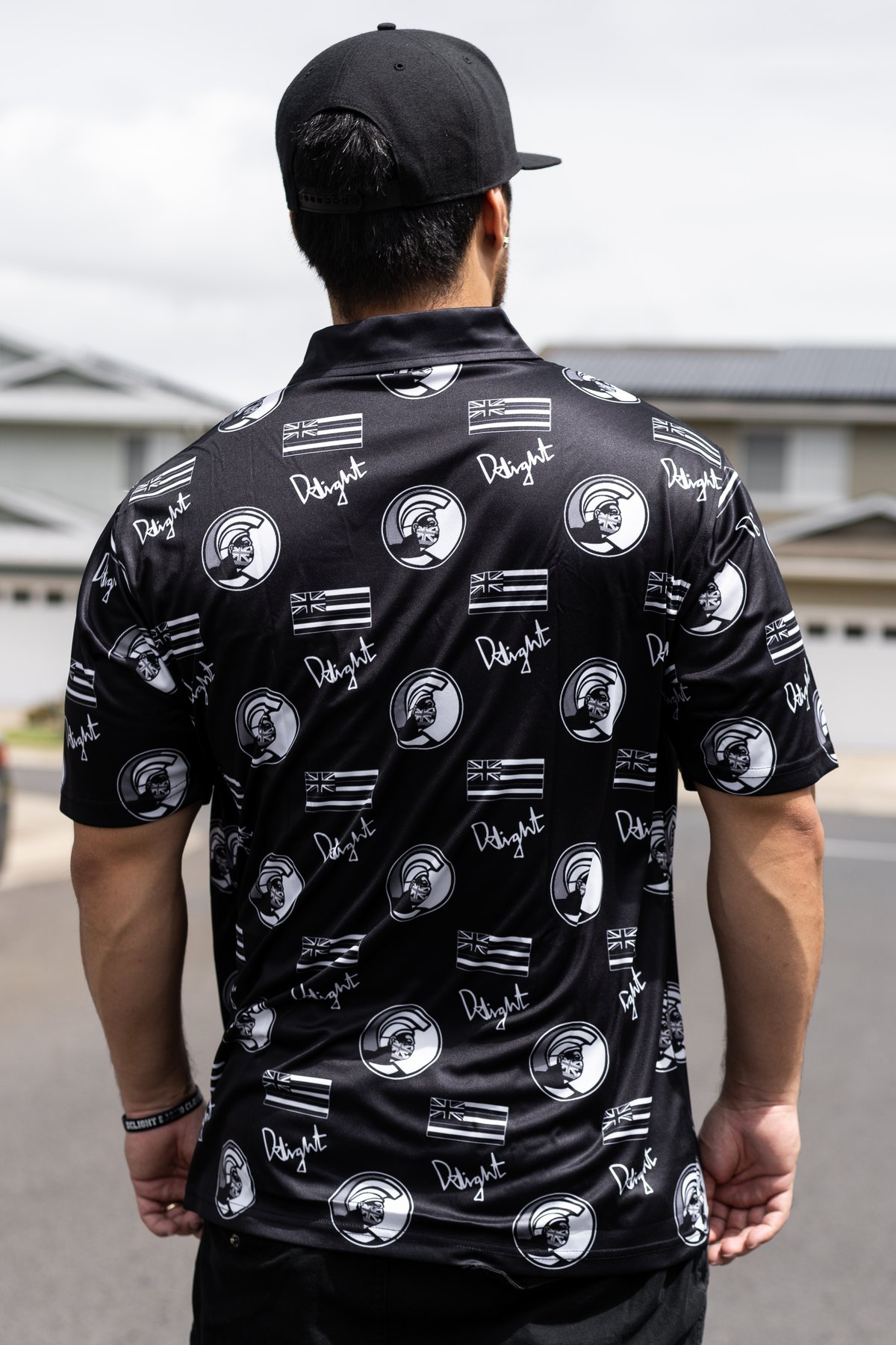 Delight - King K.-Black/White Flag Pattern - Polo (Black)