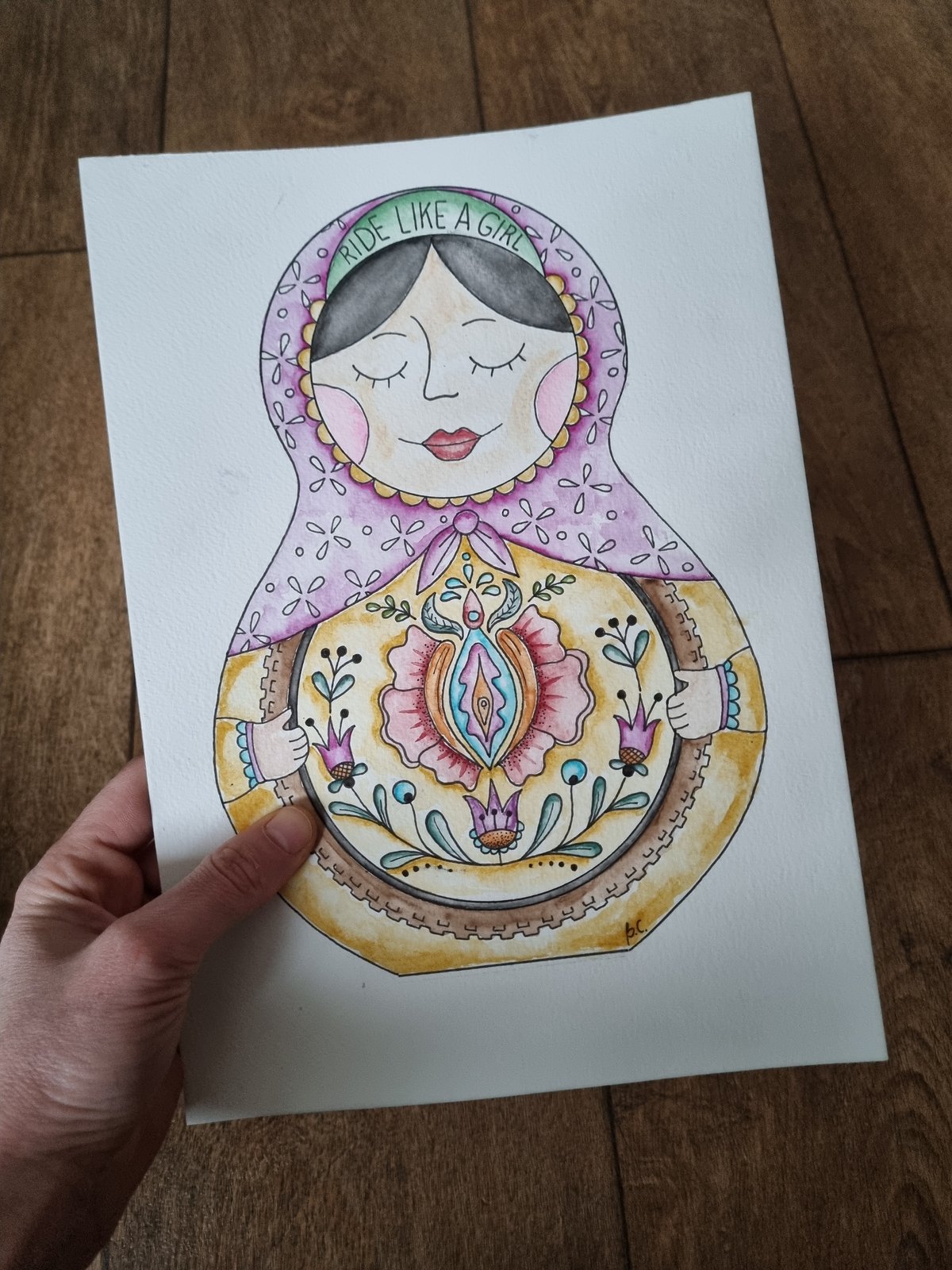 Image of Ride Like A Girl Watercolour Illustration 