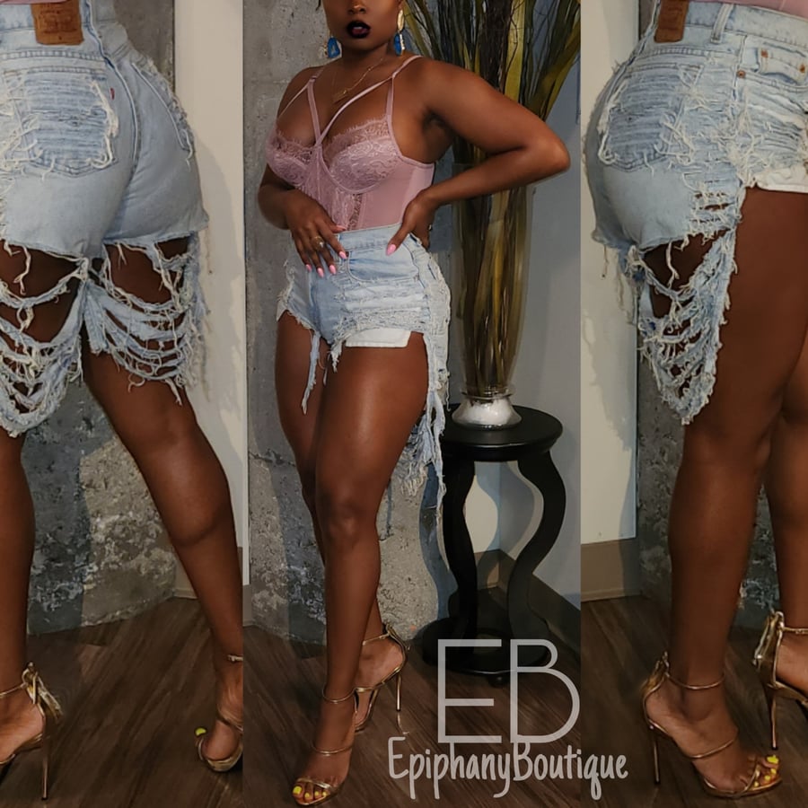 Image of EB Custom Freya Denim Shorts: **Made To Order**