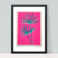 Image 1 of Pink Palm Fabric Print