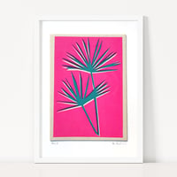 Image 2 of Pink Palm Fabric Print