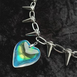 Image of Glowing heart spike choker necklace