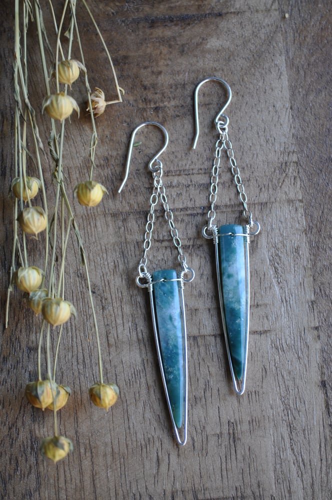 Image of One of a Kind Green Mountain Jade Spike Dangles