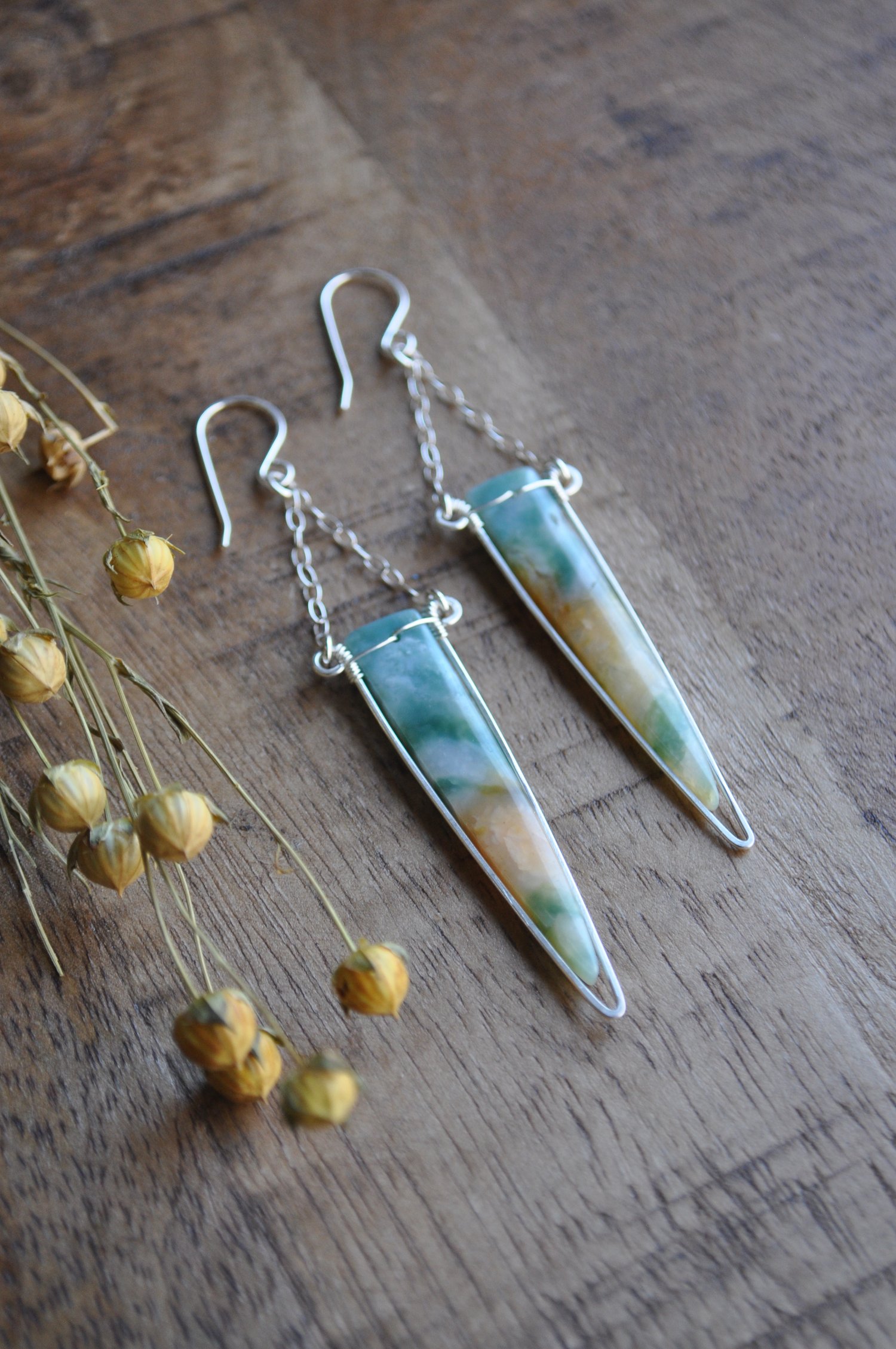 Image of One of a Kind Green Mountain Jade Spikes (Item #2J)