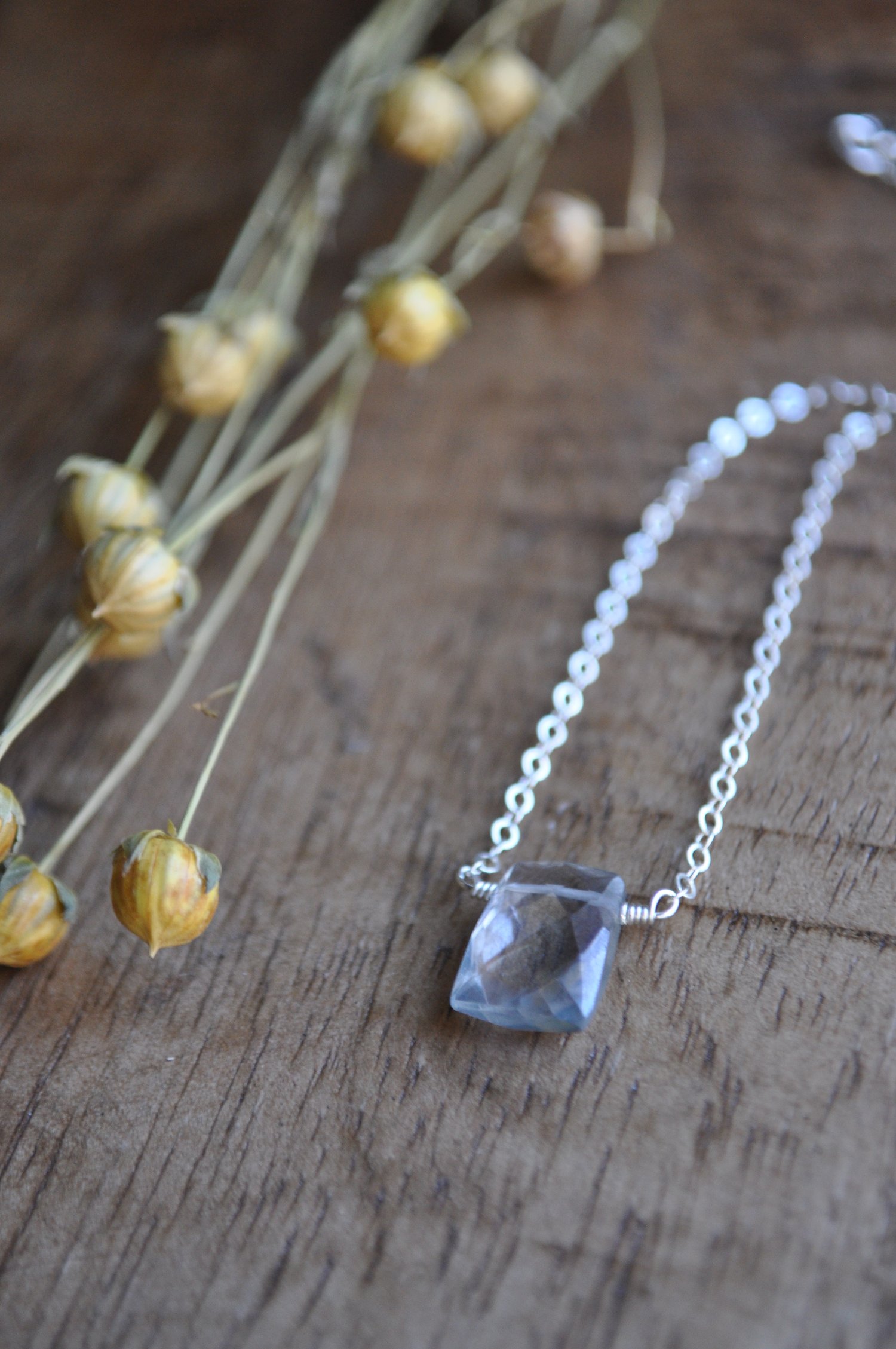 Image of Mystic Blue Quartz Necklace on Sterling Silver