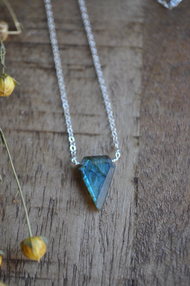 Image of Labradorite Spike Necklace on Sterling Silver