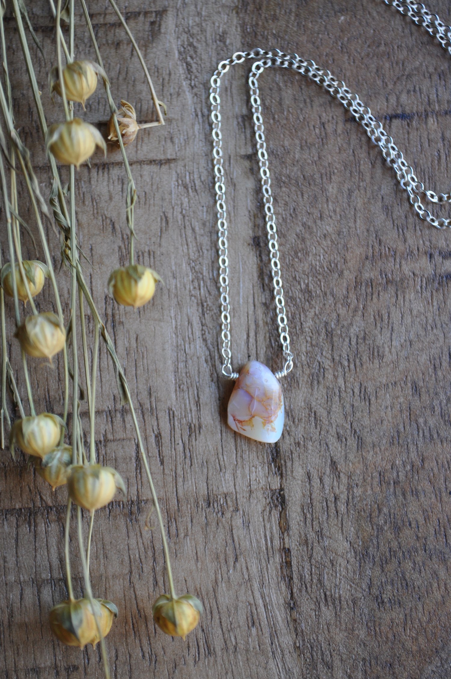 Image of Raw Opal Necklace on Sterling Silver