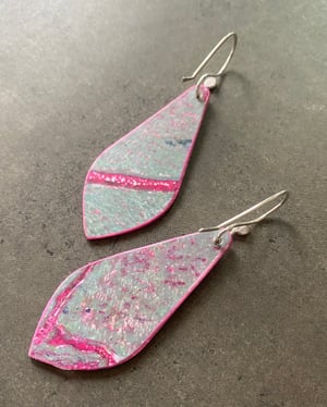 Image of One-Of-A-Kind Monoprint & Sterling Earrings - #1