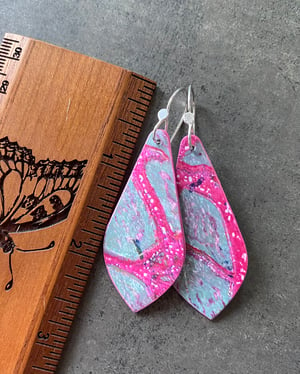 Image of One-Of-A-Kind Monoprint & Sterling Earrings - #1