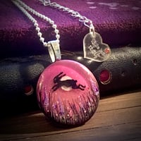 Image 1 of Leaping Hare Pink Moon Resin Pendant