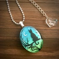 Image 2 of Twilight Moon Cat Pendant - Oval