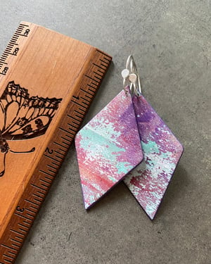 Image of One-Of-A-Kind Monoprint & Sterling Earrings - #6