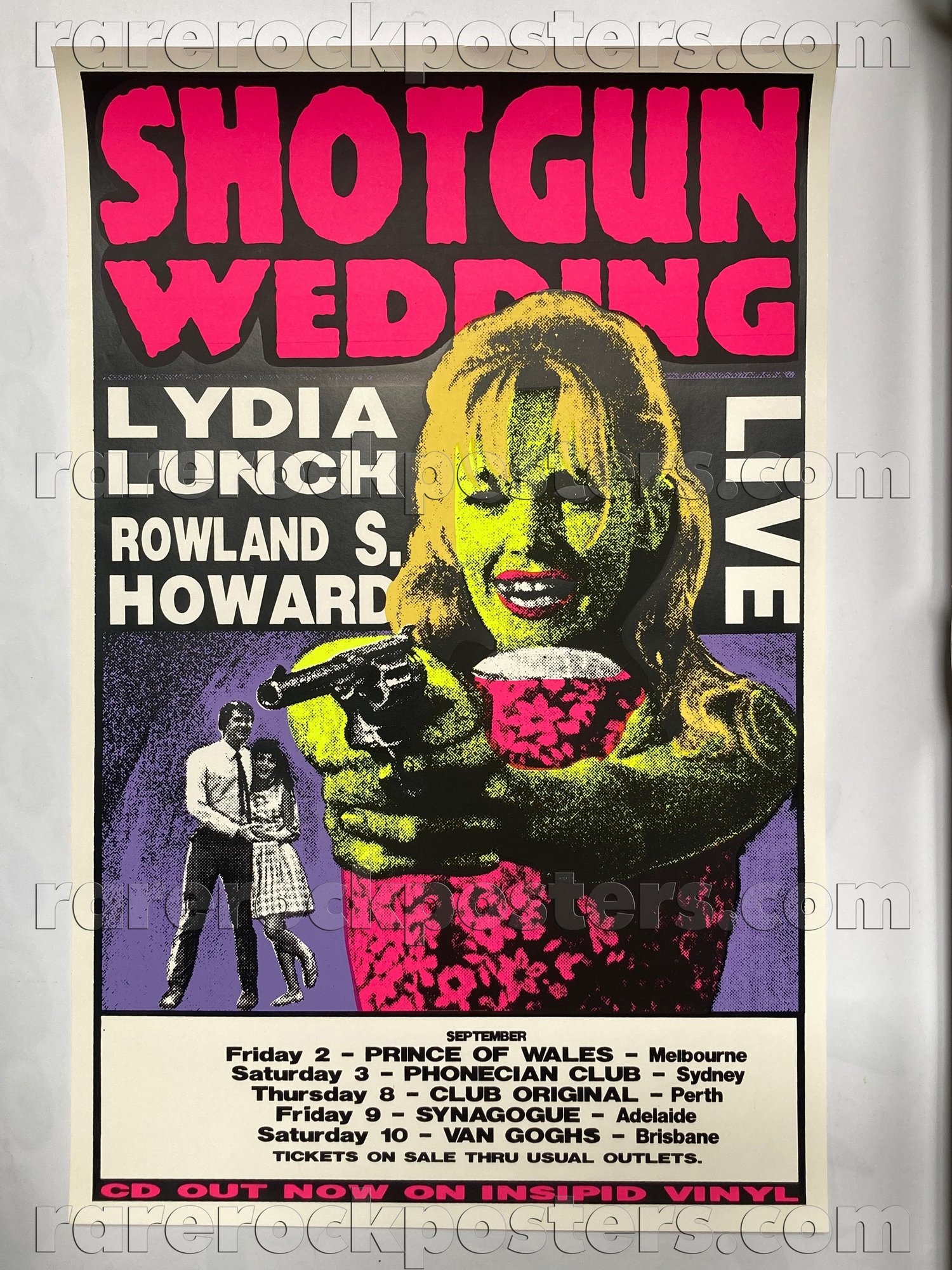 LYDIA LUNCH & ROWLAND S. HOWARD ~ SHOTGUN WEDDING ~ ORIG 1994 AUSTRALIAN TOUR POSTER ~ FRANK KOZIK