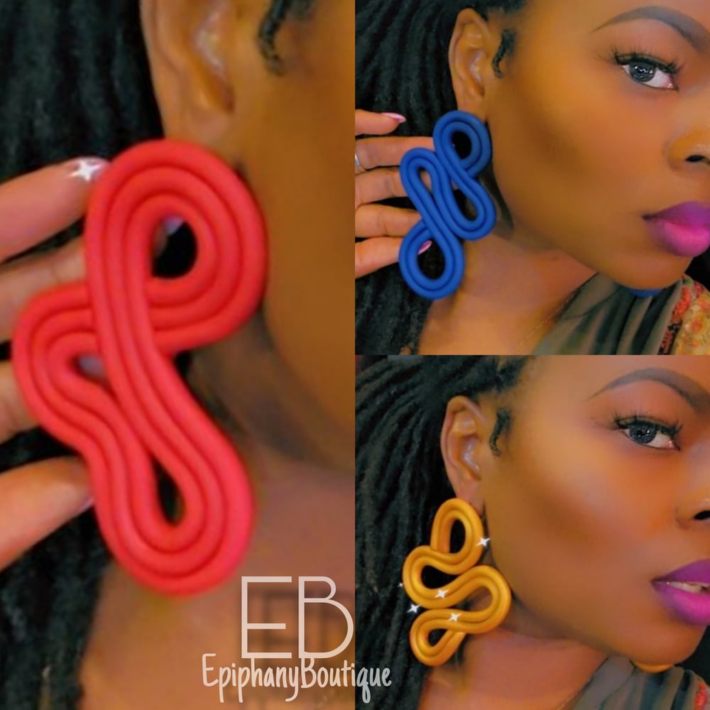 Image of EB Custom Prototype Earrings: Red, Royal Blue & Gold