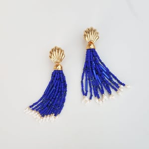 Vintage Shell & Royal Blue Tassel