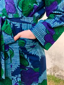 Image 4 of Kitenge African Wax Print Bathrobe - Blue/Purple Floral