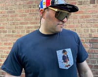 Image 1 of Recycled Indigo Teddy Bear Pocket Tee Shirt