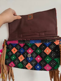Image 2 of Mini city bag leather details squares