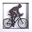 Framed Papercut Female Road Bike Scene