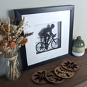 Framed Papercut Female Road Bike Scene