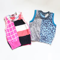 Image 3 of pink plaid coral stripe navy blue 7/8 mix print courtneycourtney top crewneck sweater vest top tank 