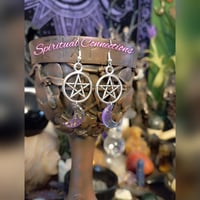 Purple Cresent moon pentacles earrings 