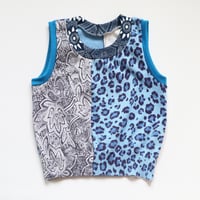 Image 1 of blues leopard paisley mix print 10/12 courtneycourtney crewneck sweater cropped vest top tank crop