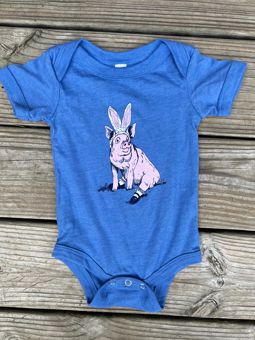 Image of Baby Pig Bunny Onesie in blue 