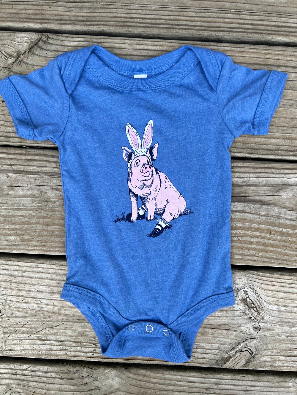Image of Baby Pig Bunny Onesie in blue