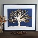 Framed Woodcut Oak Tree