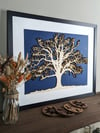 Framed Woodcut Oak Tree