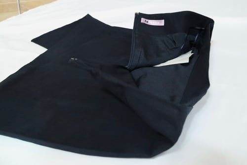 Image of La Lavon Navy Blue Denim Asymmetrical Mini Twist Skirt