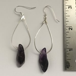 Image of "Mental Clarity and Stability" - Amethyst and silver drop earrings.