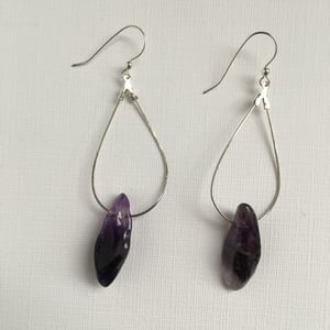 Image of "Mental Clarity and Stability" - Amethyst and silver drop earrings.