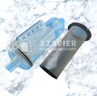 2" clear inline canister waste filter with optional stainless steel filter basket ( not included )