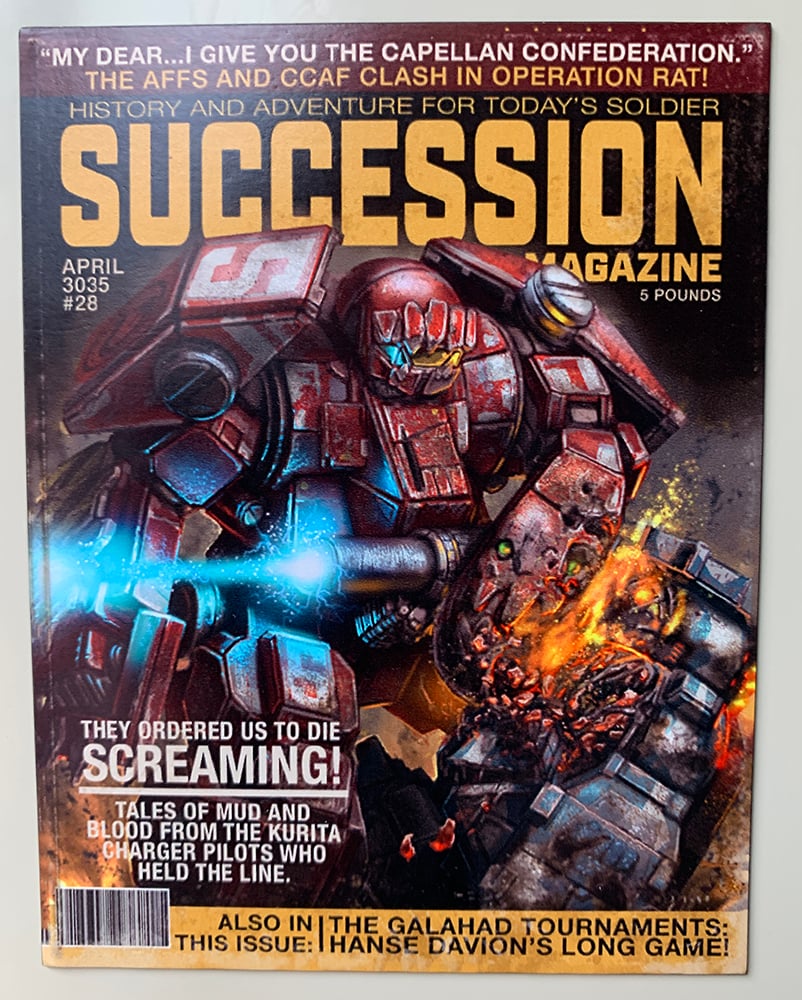Image of Succession magazine cover 3" x 4" magnet. 