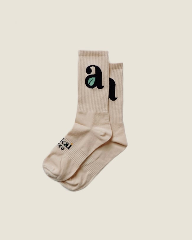 Leaf Crew Socks Beige