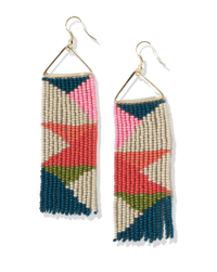 Image 1 of Bri Triangles Beaded Fringe Earrings