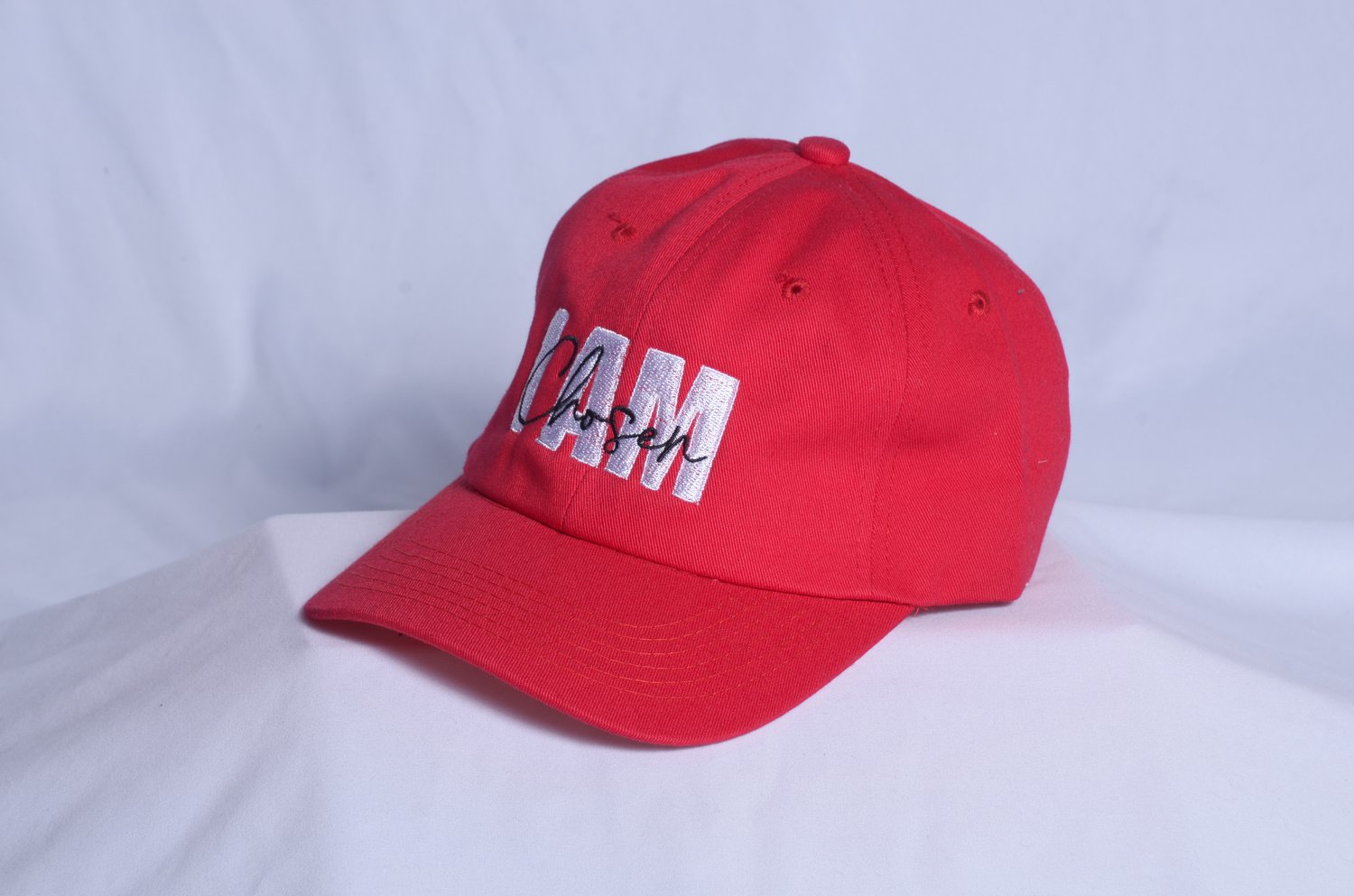 Red "I Am Chosen" Dad Hat With Black Writing