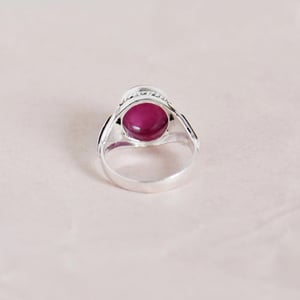 Image of Bo Rai Pink Ruby cabochon cut vintage style silver ring