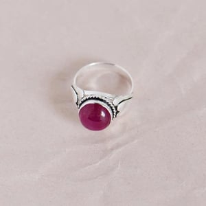 Image of Bo Rai Pink Ruby cabochon cut vintage style silver ring