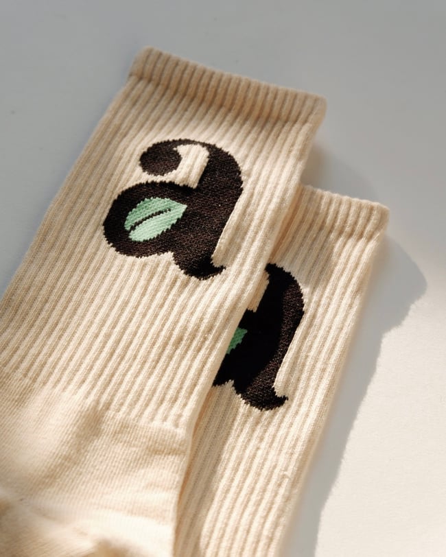 Leaf Crew Socks Beige