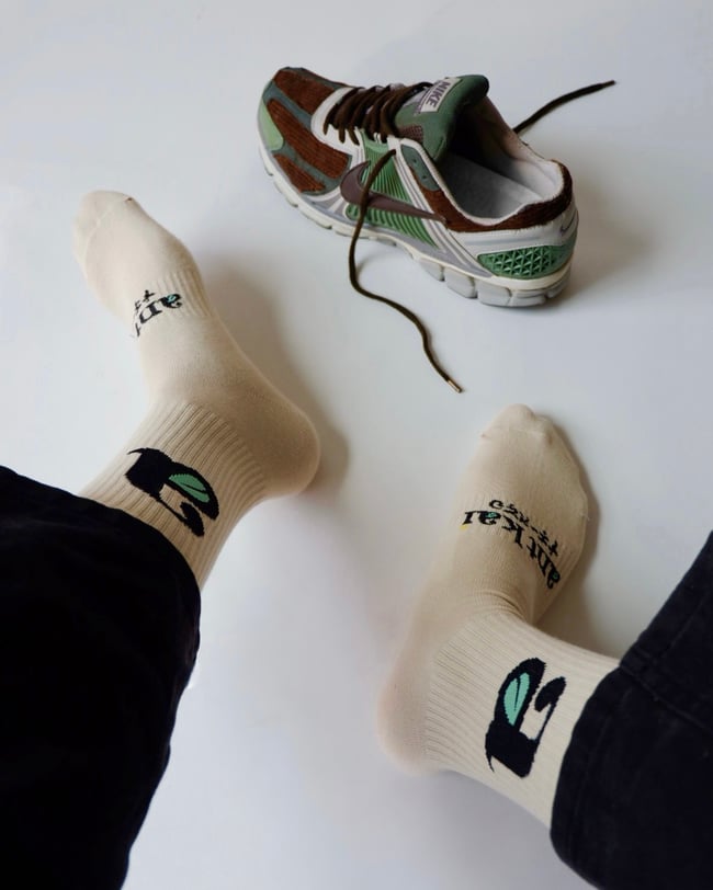 Leaf Crew Socks Beige