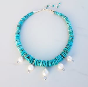 Turquoise & White Pearl Necklace