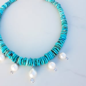 Turquoise & White Pearl Necklace