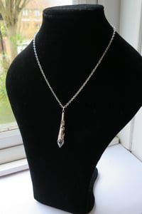 Image 3 of Roaring 20s Flapper Pendant on 18" Chain, Clear & Antique Silver